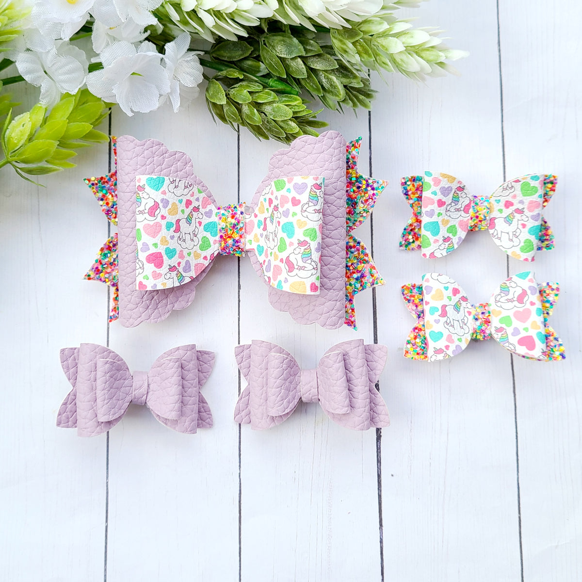 Rainbow Unicorn Heart Bows – Custom Creations by Susanne