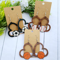 Sport Heart Earrings (wood)