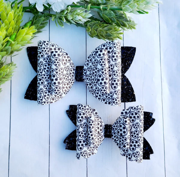 Soccer Heart Bows