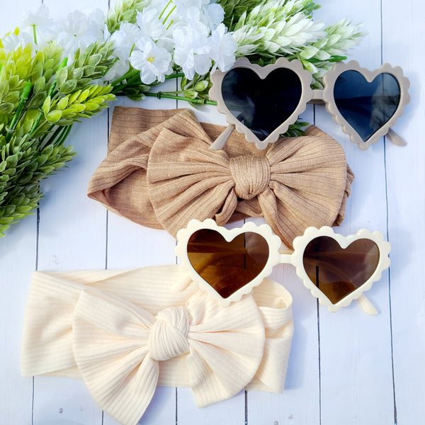 Neutral Heart Glasses & Headband Sets